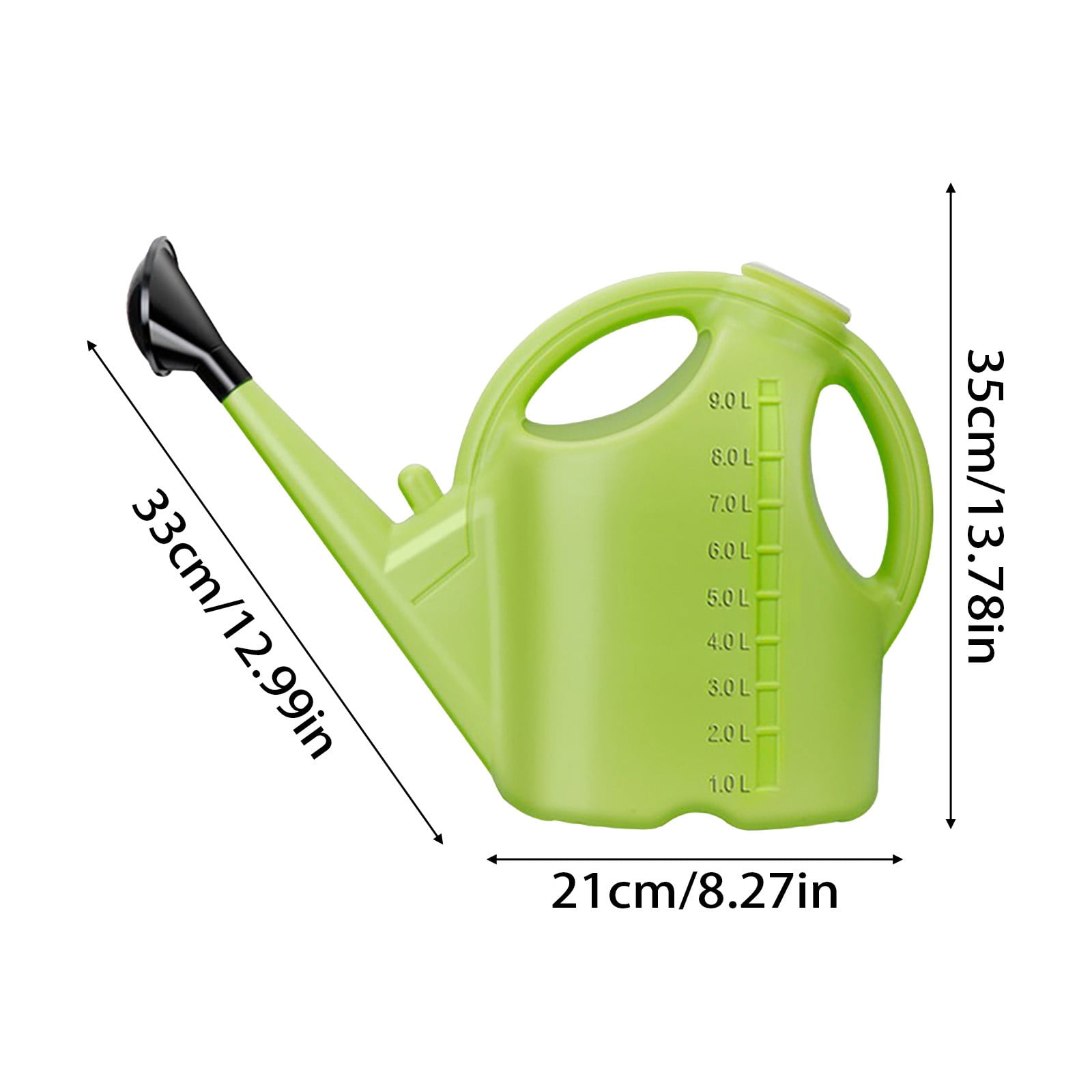 2.38 Gal Large Capacity Plastic Watering Can with Long Spout Removable Rose Head Ergonomic Handle for Indoor Outdoor Garden Plants Flowers Seedlings