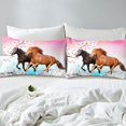thumbnail image 4 of Horse Sheet Set King Cherry Blossom Galloping Horses Bedding Set Women Soft and Cozy Pink Floral Farmhouse Bed Sheets Set Bedroom 3D Wild Animal Decor Microfiber Bed Set, 4 of 6