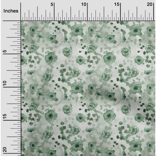 oneOone Polyester Lycra Light Green Fabric Flower Watercolor Fabric For Sewing Printed Craft Fabric By The Yard 56 Inch Wide