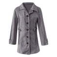 thumbnail image 4 of Quealent Pea Coats For Women Wool Blend Thicken Stand Collar Single Breasted Trench Coat Fashion A-Line Fall Winter Jackets Gray for Size L, 4 of 6