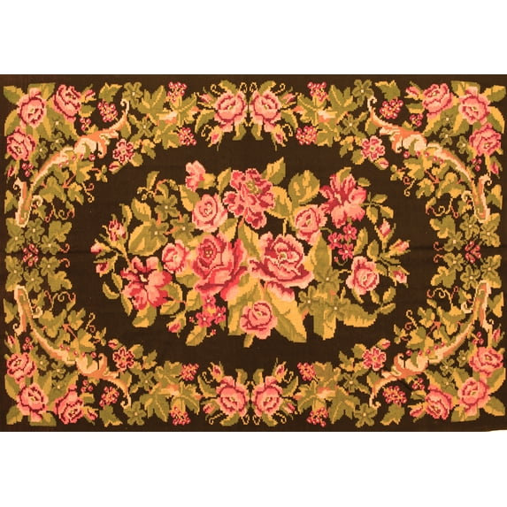 Ahgly Company Indoor Rectangle Medallion Orange French Area Rugs, 3' x 5'