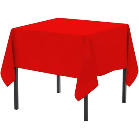 

Red 52 x 52 Inch Square Premium Polyester Tablecloth | Wrinkle + Stain Resistant Easy Care Fabric | Fits Square or Round Table