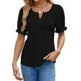 thumbnail image 3 of MOSHU Blouses for Women Casual Chic V Neck Womens Tops Summer Dressy Chiffon Shirts, 3 of 9