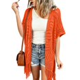 thumbnail image 6 of Breezora Women's Hollow Out Knit Cardigan Short Sleeve Fringe Tassel Lightweight Cover Up Shawl Wrap for Summer, 6 of 10