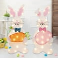 thumbnail image 3 of Easter Decorations Outdoor, Light Up Bunny Decor, Pre-lit 2D Plush Rabbit with Carrot and Egg, Easter Porch Decoration for Outdoor Yard Patio Lawn Garden Indoor Home, 3 of 7