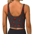 thumbnail image 3 of Lsque Red Ladybugs On Dark Background Printed Women'S Sports Bra, Compression, Moisture Wicking, High-Impact Sports Bra For Women,Supportive sports bra-Large, 3 of 9