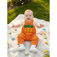 thumbnail image 6 of Gzhioc Infant Baby Boys Easter Summer Outfit 0 3 6 12 18 Months Short Sleeve Striped Romper with Bunny/Carrot Print Overall Pants Outfit, 6 of 9