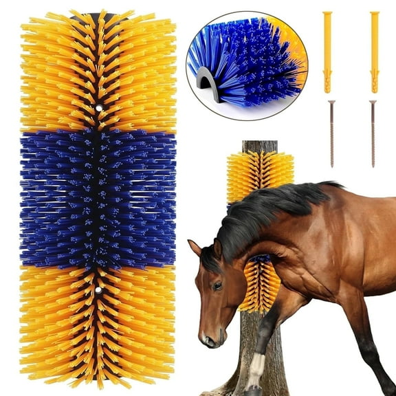 Livestock Scratching Brush Cow Scratcher Brush Horse Brushes Full Massage Grooming Brush with 4 Screws for Goat,Cattle,Cow,Sheep, Horses,Pigs and Other Livestock Animal Back Scratching(1pack)