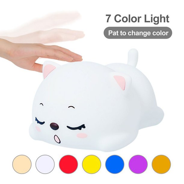 Luz Nocturna recargable por USB para niños y bebés, lámpara de noche de silicona con Sensor táctil y mando a distancia para dormitorio