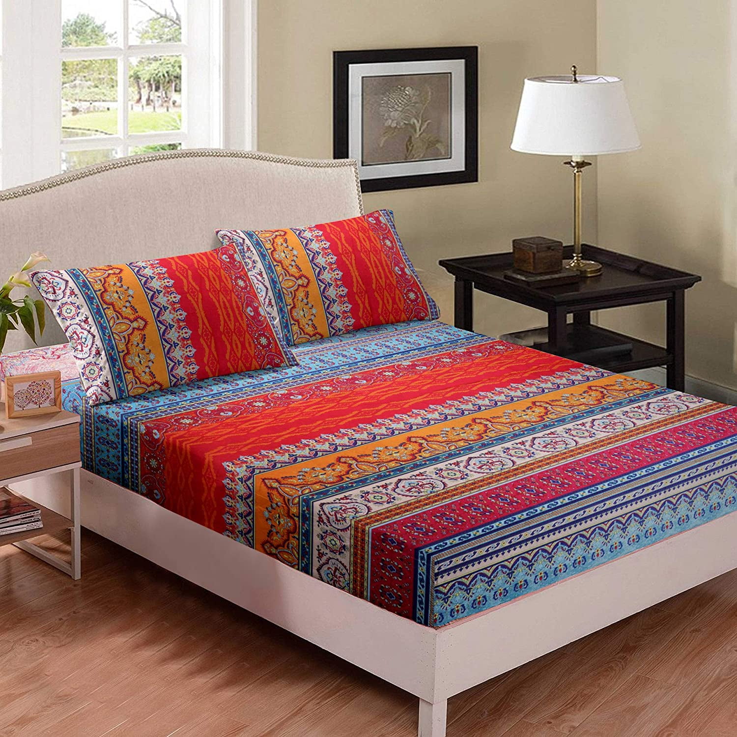 Milsleep Bedding Sheet Fashion Bohemia Painting Polyester Queen Size