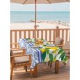 thumbnail image 2 of Outdoor Tablecloth with Umbrella Hole for Patio/Picnic/Party/Camping, Lemon Botanical Waterproof Table Cloth Rectangle Table Cover Washable, Summer Fruit Leaves Blue Floral (52"x 70"), 2 of 8