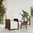 Garden chair with footrest adjustable brown poly rattan