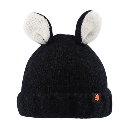 

YWDJ Kids Winter Earmuff With Cashmere Fisherman Hat Warm Hat Black 42-46cm