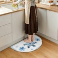 thumbnail image 4 of Half Circular Door Mat 16"x24", Navy Blue Snowflake Absorbent Non Slip Welcome Mats for Front Door, Christmas Winter Vintage White Stripes Diatomaceous Entryway Rug for Bathroom Kitchen Entrance, 4 of 9