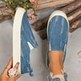 thumbnail image 2 of Xfvqtps Womens Round Toe Slip on Loafers Comfortable Casual Flat Shoes with Denim for Everyday Wear Sky Blue, 2 of 9