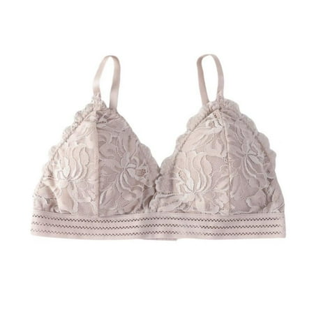 

Final Clear Out! Beauty Back Lace Bra Women Wireless V-Neck Floral Lace Brassiere Stretch Triangle Cup Padded Seamless Sleeping Bra