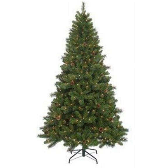 Kurt Adler 7.5' Pre-Lit Burlington Spruce with Pinecone Artificial Christmas Tree, Clear Lights
