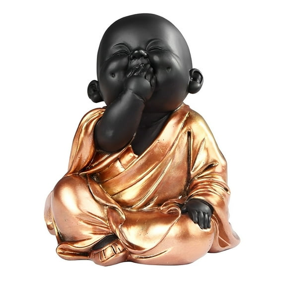 FC Design 6"H Speak No Evil Little Buddhist Monk in Gold and Black Figurine Statue Sculpture Ornament Decoration Home/Room Decor and Unique Gift Ideas for Housewarming, Holidays and Birthdays