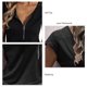 thumbnail image 5 of Camiseta casual de verano para mujer, cuello redondo, cremallera, encaje, blusas, túnica suelta, manga corta, 5 of 6
