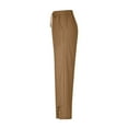 thumbnail image 6 of Stephy Womens Daily Elastic Waist Pockets Straight Solid Color Casual Pants Loose Long Trousers, Brown, XXL, 6 of 7
