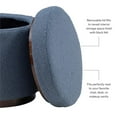 thumbnail image 4 of Linon Hawn Round Padded Storage Ottoman Dark Wood Trim in Blue Gray Sherpa, 4 of 11