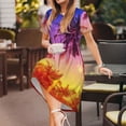 thumbnail image 3 of Balery Palm Trees at Sunset Pattern Womens Dresses Loose Short sleeve Sundresses Swimsuit Coverup 2025 Summer Casual Dress for Women - A-Line Swing Dress, 3 of 6