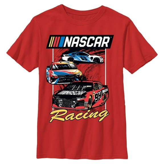 Boys NASCAR Racing Cars Retro Sketch T Shirt