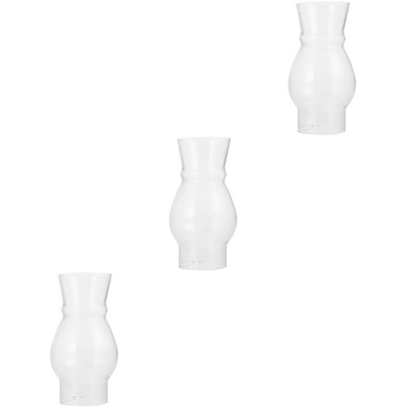 Qiysamall 3pcs Transparent Glass Chimney Kerosene Lamp Shade for Oil and Kerosene Style Lamps