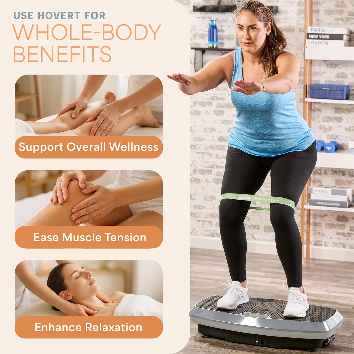 Lifepro Hovert 3D Vibration Plate Exercise Machine – Dual Motor Full Body Vibrating Plate for Strength, Balance, Recovery & Weight Loss – Heavy Duty Home Exercise Machine - Silver