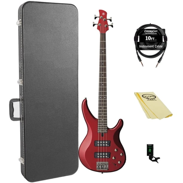 Electric Bass Guitar Kit - Yamaha Trbx304 Electric Bass Guitar Kit With Chromacast Hard Case And Accessories Candy Apple Red Walmart Com Walmart Com