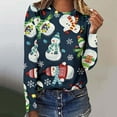 thumbnail image 2 of Lolmot Long Sleeve Tops for Women, Plus Size Christmas Snowman Print Round Neck T-Shirt Funny Holiday Blouse Tunic Tops, 2 of 5