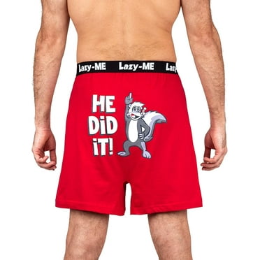 Lazy Me Men's Funny Novelty Boxer Shorts Humorous Underwear, Gag Gifts for Him, He Did It, Size Small