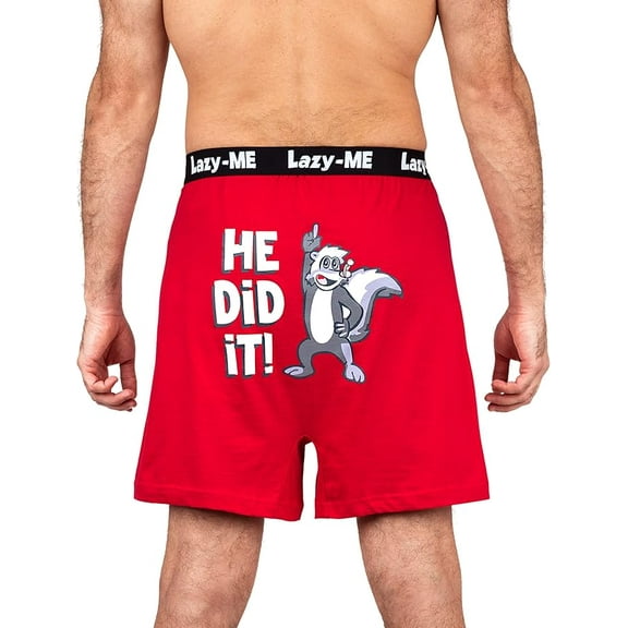 Lazy Me Men's Funny Novelty Boxer Shorts Humorous Underwear, Gag Gifts for Him, He Did It, Size Small