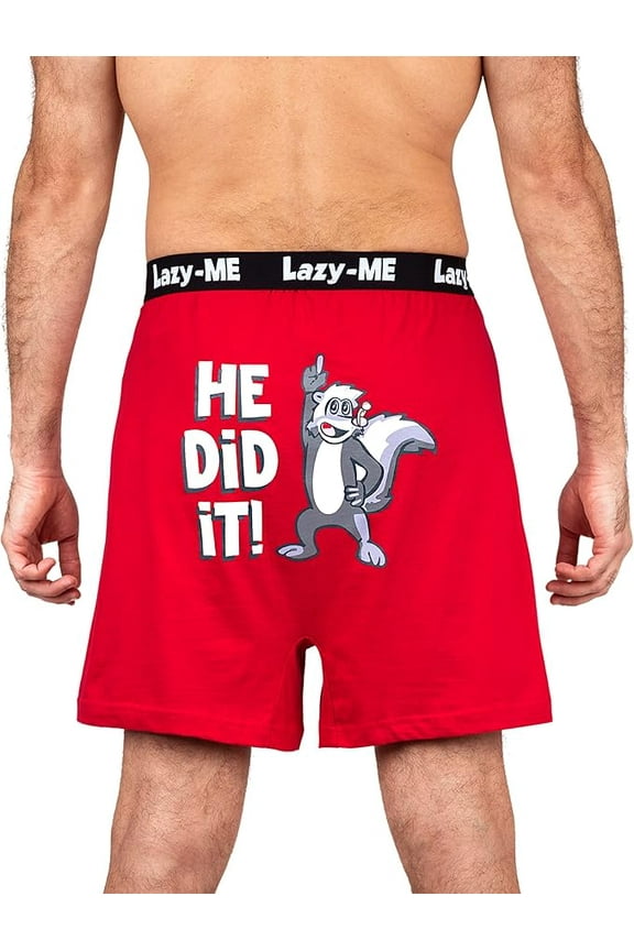 Men's Funny Novelty Boxer Shorts Humorous Underwear, Gag Gifts for Him, He Did It, Size Small