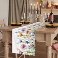 thumbnail image 2 of Colorful Flowers 70 Inch Table Runner, Watercolor Spring Botanical Floral Farmhouse Dresser Scarf Cotton & Linen Tablerunner for Dining/Kitchen Island/Holiday Party Décor 13" x 70", 2 of 9