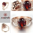 thumbnail image 2 of Yoursfs Vintage Ruby Ring For Women 18k Rose Gold Plated Costume Jewelry Rings Oval Cut Red Birthstone Crystal CZ Hao Rings Gifts (Size 9), 2 of 7