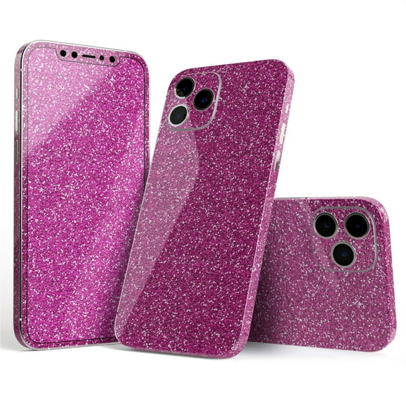 Design Skinz Sparkling Pink Ultra Metallic Glitter Full Body Skin Decal Wrap Kit Compatible with Apple iPhone 12 Mini (Screen Trim & Back Skin)