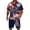 Royal Blue, variant on Mens 4th of July 2 Piece Set Summer Tracksuits 2 Piece Outfits Independence Day Textured Short Sleeve Button Down Shirts and Drawstring Short Sets