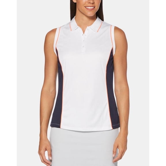 Pga Tour Hourglass Colorblocked Sleeveless Golf Polo - Peacoat