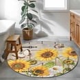 thumbnail image 3 of Farm Flowers Round Area Rug 3Ft Washable Small Circle Rugs for Kitchen Entryway, Retro Sunflowers Barn Doors Butterfly Wood Board Non-Slip Carpet Floor Mats Indoor Outdoor Carpet Runner Home Decor, 3 of 8