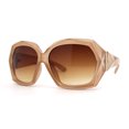 thumbnail image 2 of Womens Diamond Cut Geometric Thick Plastic Butterfly Sunglasses Beige Brown, 2 of 4