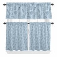 thumbnail image 2 of Kitchen Window Curtains Valance and Tier Set, Summer Coastal Starfish Blue Shell Rod Pocket Tier Curtain Valance Set, Underwater World Conch Cartoon Art Light Filtering Cafe Curtains for Bedroom, 2 of 9