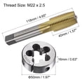 thumbnail image 2 of Unique Bargains M22 x 2.5 Titanium Plated Straight Flute Thread Tap Round Die Tap and Die Set, 2 of 6