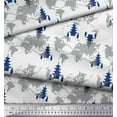 thumbnail image 2 of Soimoi Blue Modal Satin Fabric Tree & World Map Print Fabric by Yard 42 Inch Wide, 2 of 3