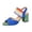 Blue, variant on Women's Block Heel Slingback Sandals, Rainbow Stripe Slip On Pumps, Color Block Chunky Heel Wedding Party Dress Sandals Blue