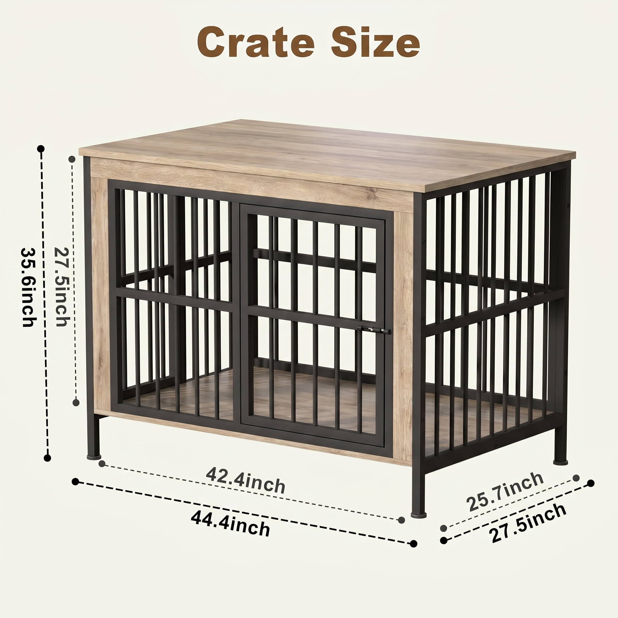 TIME RAY 44 Inch Dog Crate Furniture for Large Dog,Wood Dog Kennel Furniture Indoor with Removable Divider,Dog Cage Furniture as TV Stand,White