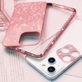thumbnail image 2 of for iPhone 14 Bling Glitter Case for Women Cute Diamond Rhinestone with Shiny Sparkly Acrylic Sticker Back Plating Metal Bumper Frame Edge Protective Cover Girly Fashion Luxury Rose Gold, 2 of 14