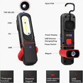 thumbnail image 2 of Luz de trabajo LED recargable, luz de inspección con rotación de 360 ​​grados y linterna LED COB de 5 W con base magnética y gancho ER, 2 of 5