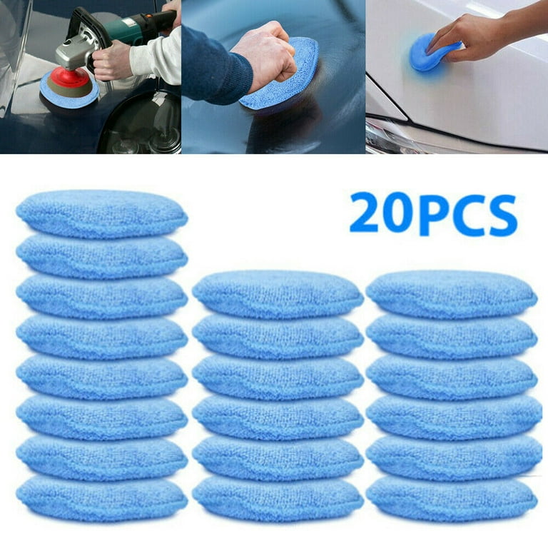 Microfiber Wax Applicator, Ultra-Soft Microfiber Wax Applicator Pads with  Finger Pocket Wax Applicator for Cars Wax Applicator Foam Sponge (Blue, 5