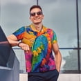 thumbnail image 4 of Yiaed Vibrant Parrot Splash ArtPrint Men's Short Sleeve Polo Shirt,Golf Polo for Men Three-Button Golf Shirt Athletic Casual Collared T-Shirt- Medium, 4 of 7